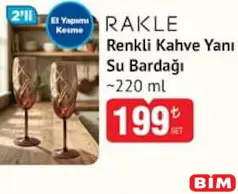RAKLE RENKLİ KAHVE YANI SU BARDAĞI 220 ML